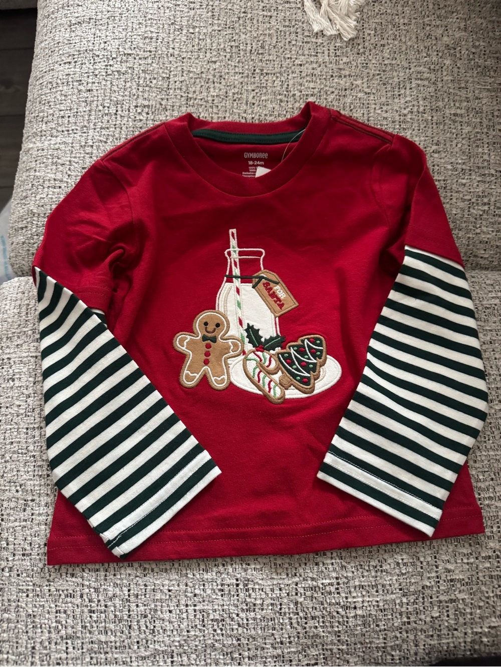 NWT Gymboree Christmas Milk & Cookies Layered Tee 18-24M